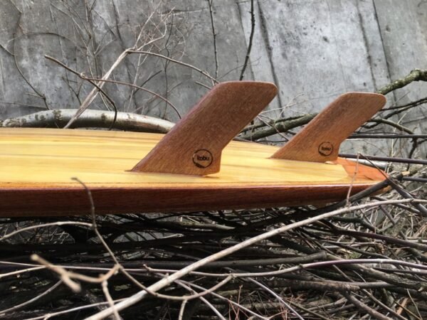 Selbstgeshapte Holzfinnen Thruster-Set